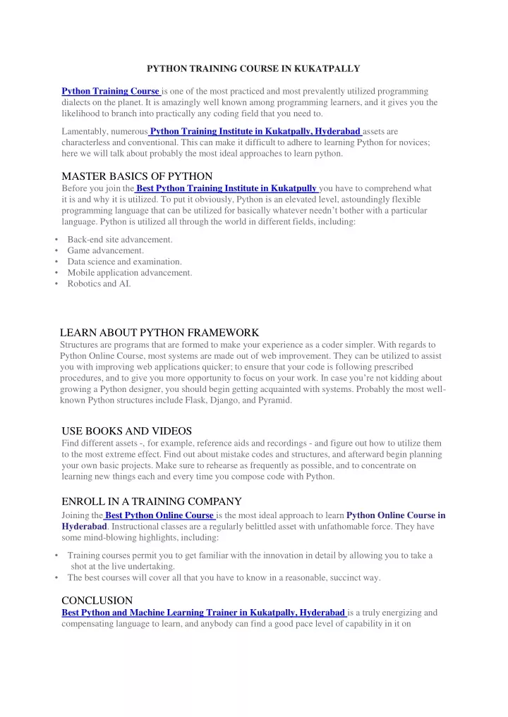 python training course in kukatpally