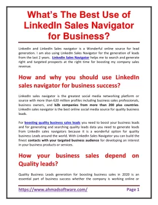 what s the best use of linkedin sales navigator