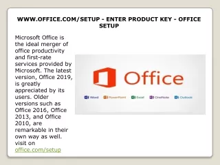 www office com setup enter product key office