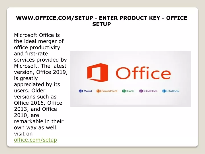 www office com setup enter product key office