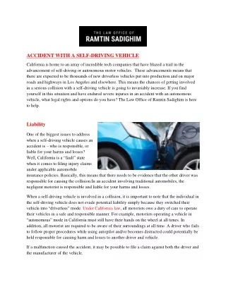 accident with a self driving vehicle california