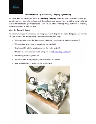 questions to ask any 3d rendering company before