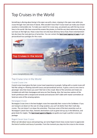 Best Cruise Lines in the World