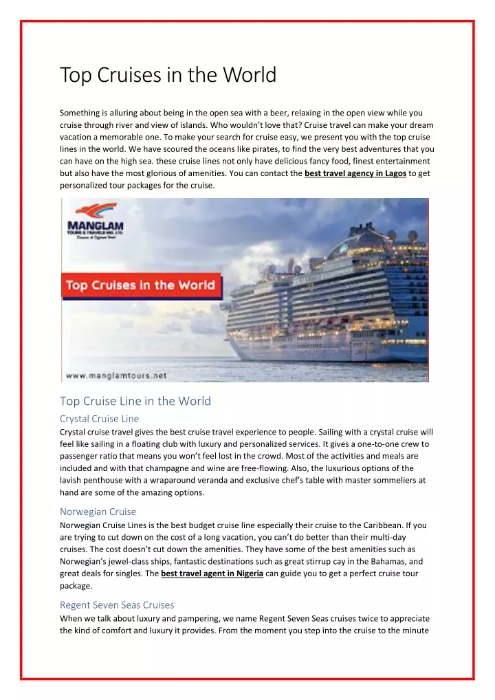 top cruises in the world