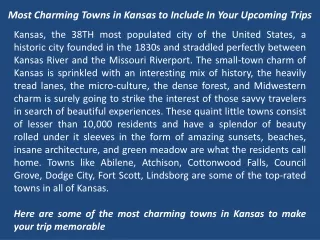 most charming towns in kansas to include in your upcoming trips