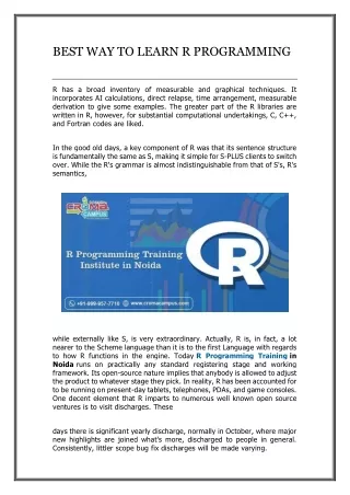 best way to learn r programming
