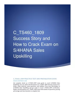 C_TS460_1809 Success Story and How to Crack Exam on S/4HANA Sales Upskilling