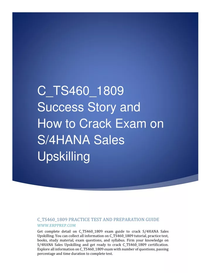 c ts460 1809 success story and how to crack exam
