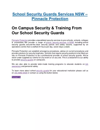 School Security Guards Services