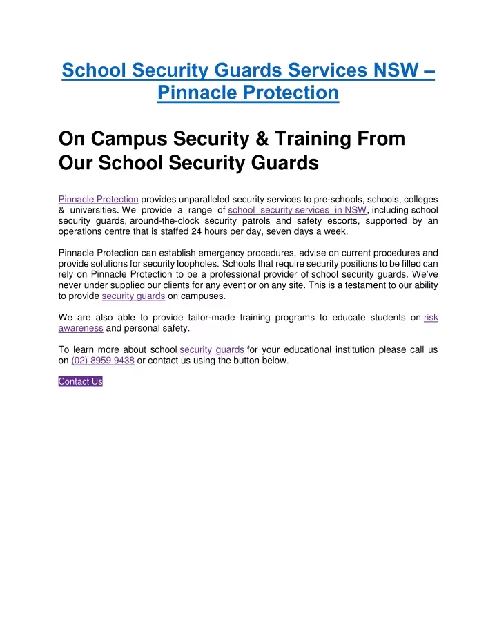 school security guards services nsw pinnacle