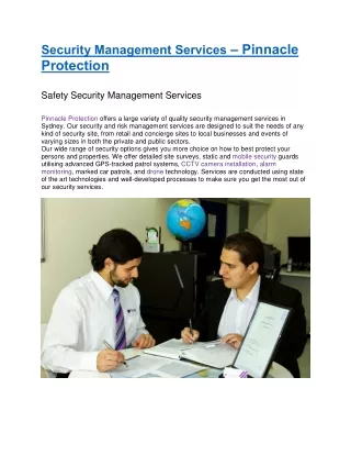 Security Management Services Providers in Sydney – Pinnacle Protection