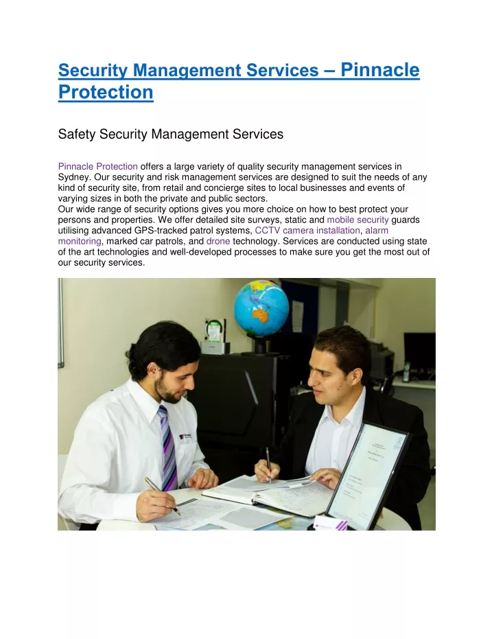 security management services pinnacle protection
