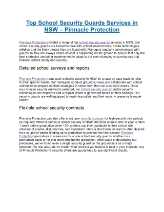 Top School Security Guards Services in NSW – Pinnacle Protection