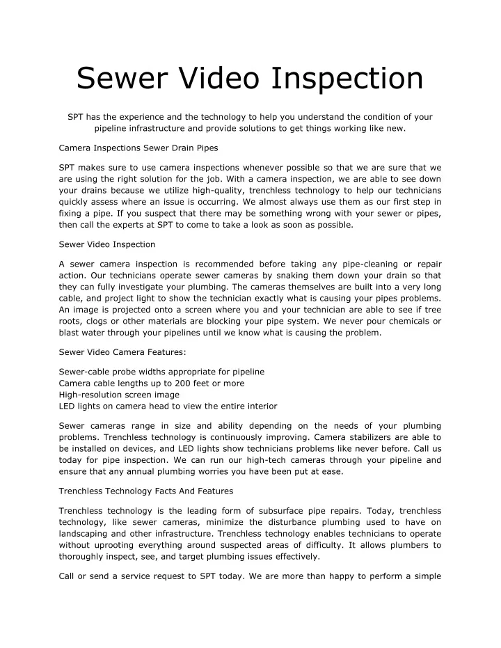 sewer video inspection