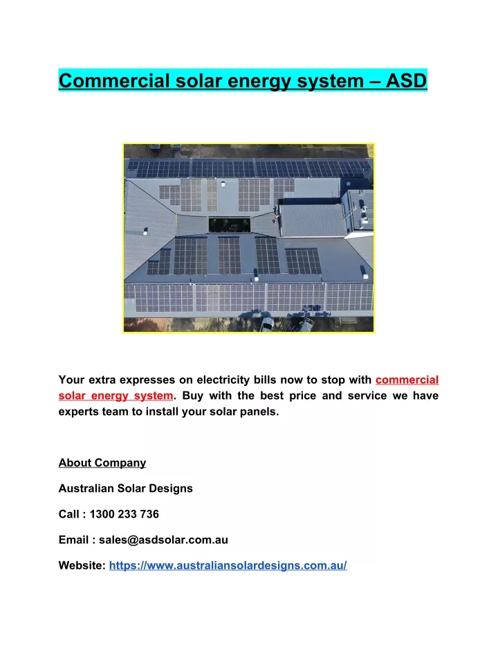 commercial solar energy system asd