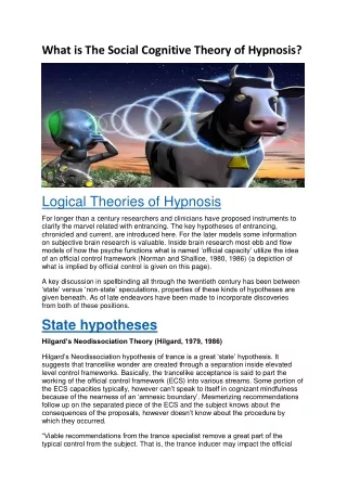 What is The Social Cognitive Theory of Hypnosis?