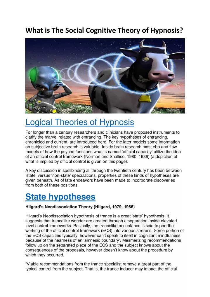 what is the social cognitive theory of hypnosis