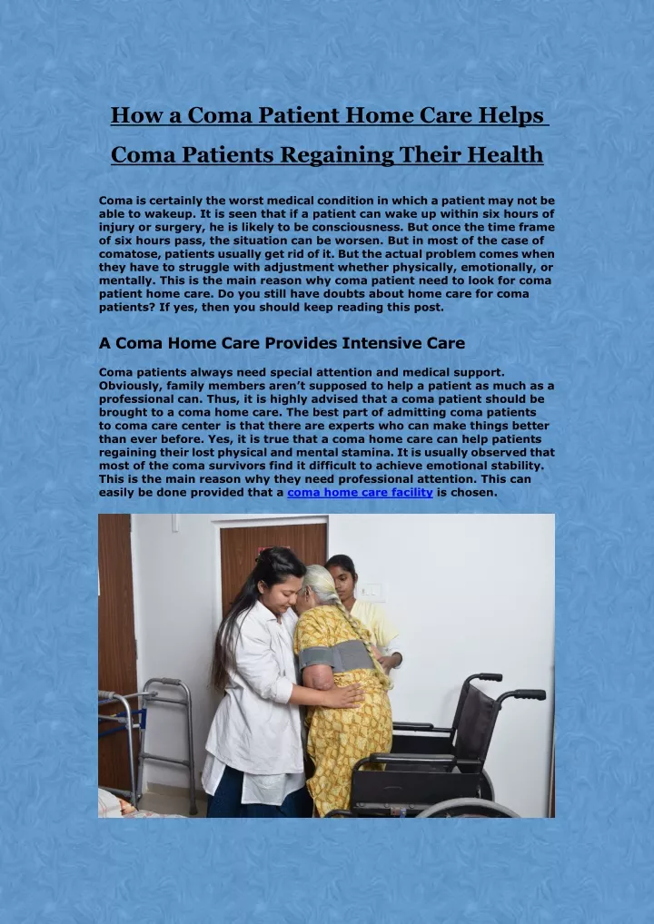 PPT - How a Coma Patient Home Care Helps Coma Patients Regaining Their ...