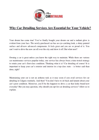 why car detailing services are essential for your