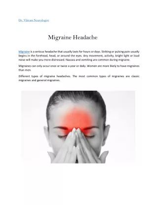 Migraine Headache - Dr. Vikram Neurologist