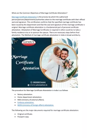 What are the Common Objectives of Marriage Certificate Attestation?
