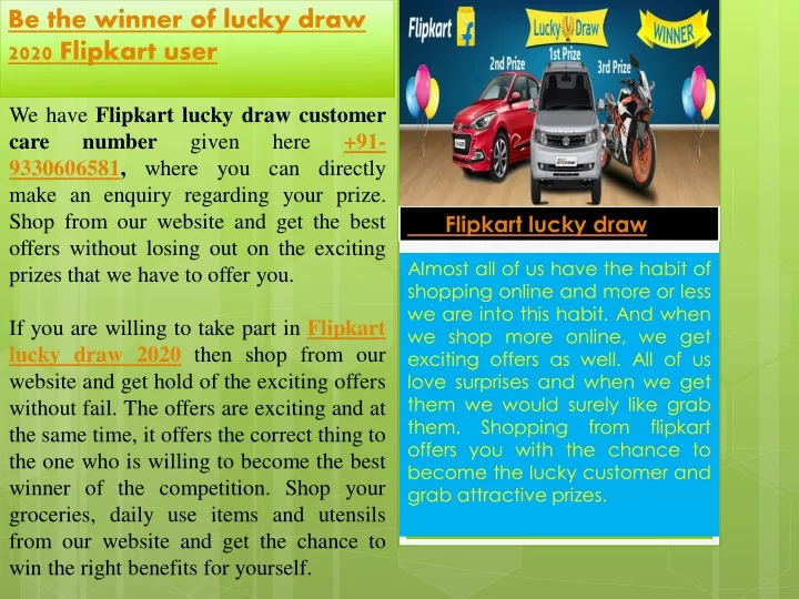 be the winner of lucky draw 2020 flipkart user