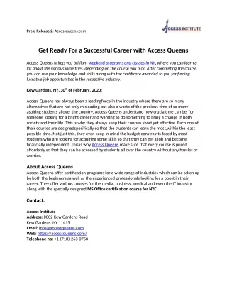 press release 2 accessqueens com