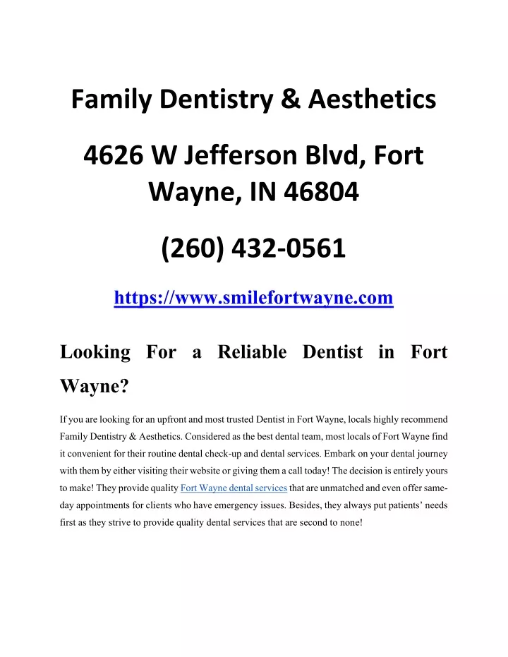 family dentistry aesthetics