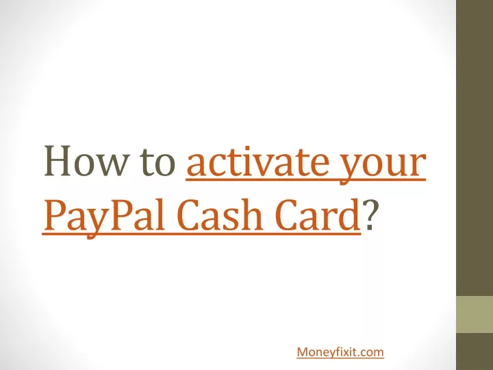 how to activate your paypal cash card