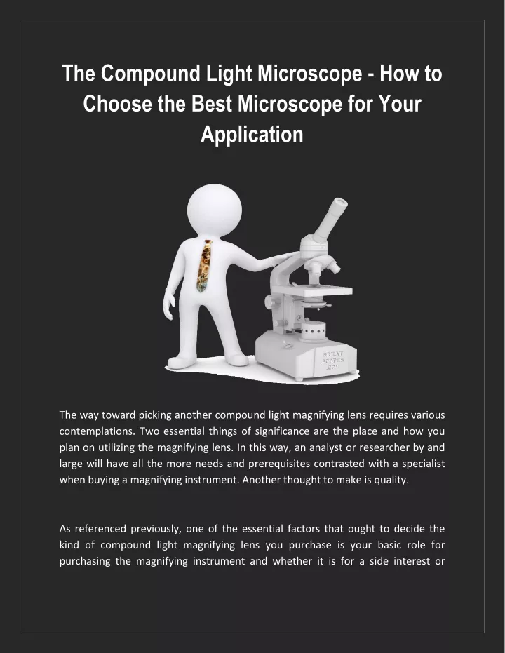 the compound light microscope how to choose