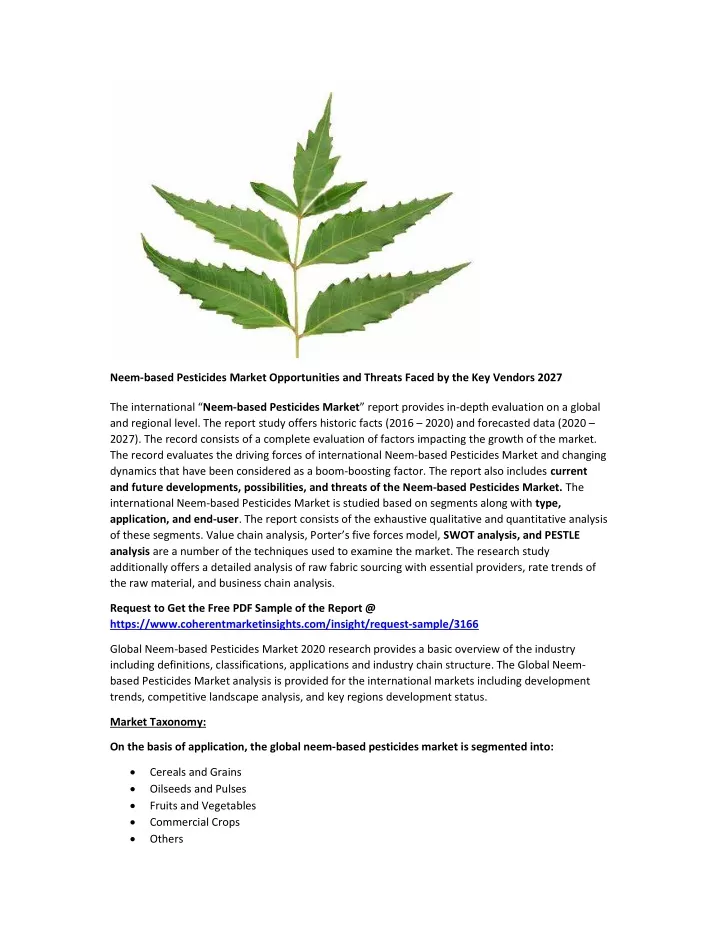 neem based pesticides market opportunities