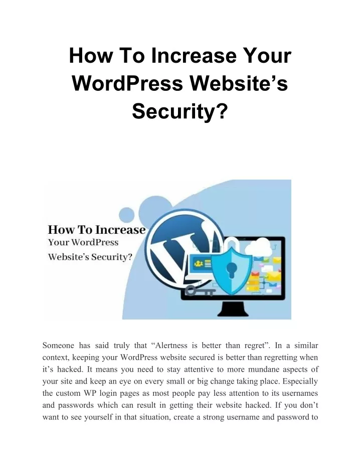 how to increase your wordpress website s security