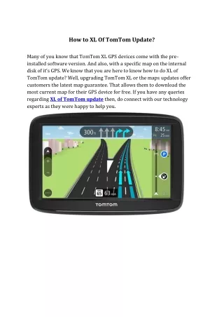 Get Accurate Info about XL of TomTom Update