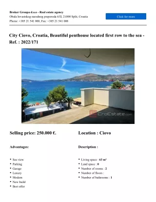 Croatia,Ciovo - Beautiful penthouse located first row to the sea