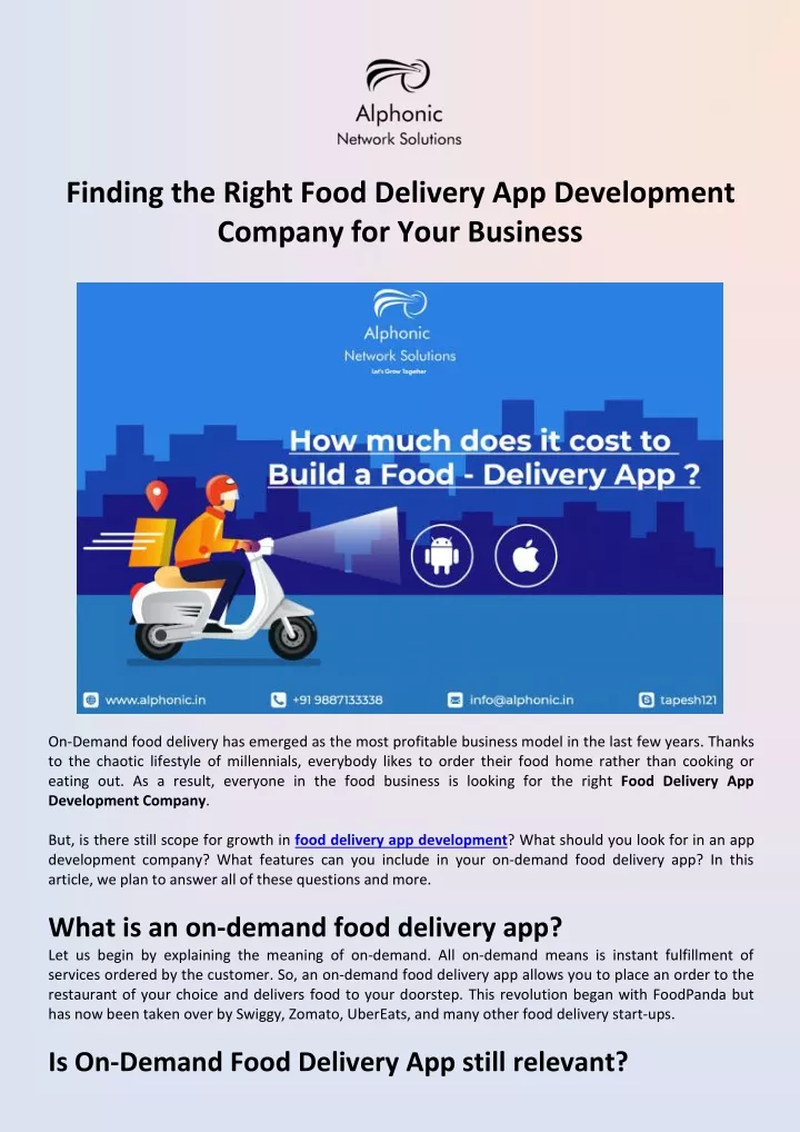 finding the right food delivery app development