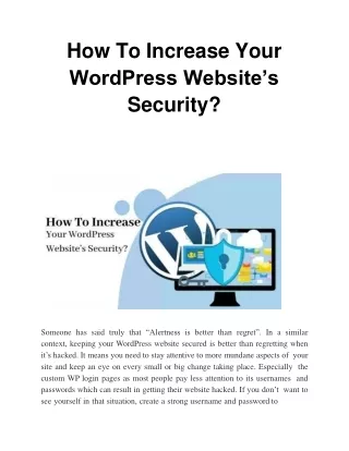 how to increase your wordpress website s security