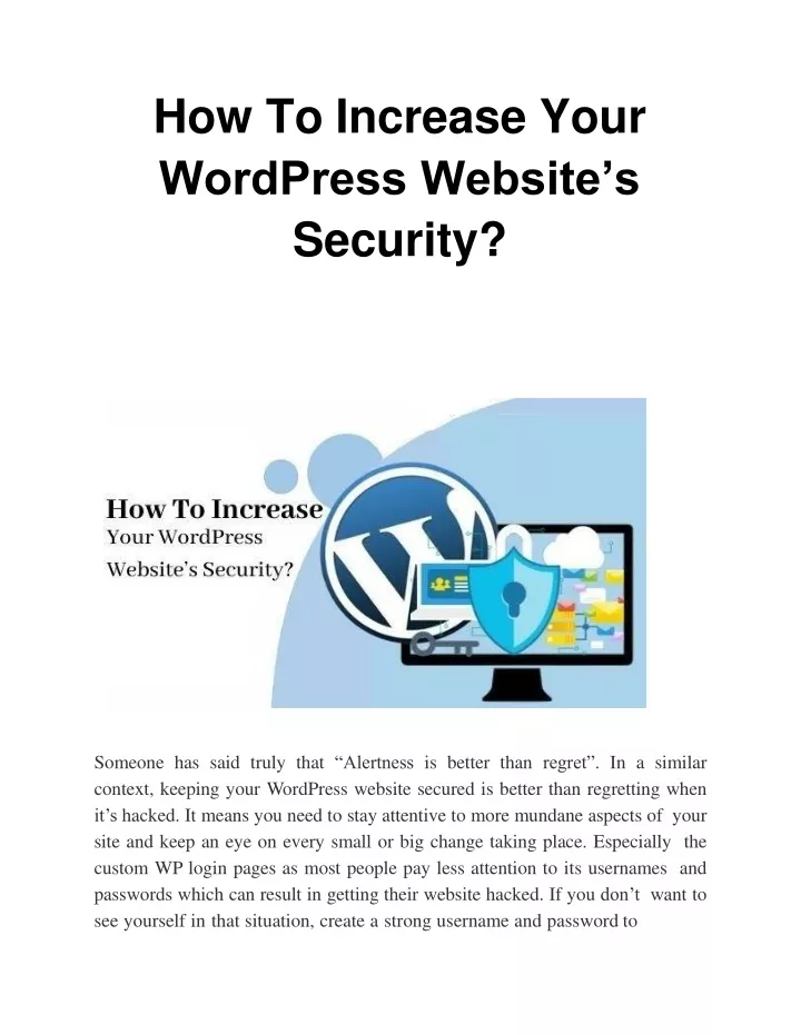 how to increase your wordpress website s security