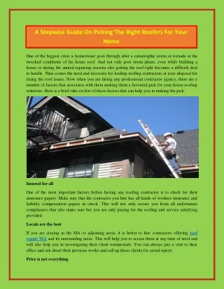 a stepwise guide on picking the right roofers