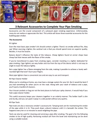 3 relevant accessories to complete your pipe