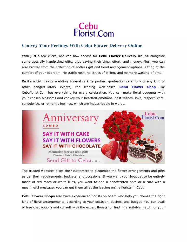 convey your feelings with cebu flower delivery