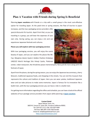 Plan A Vacation with Friends during Spring Is Beneficial
