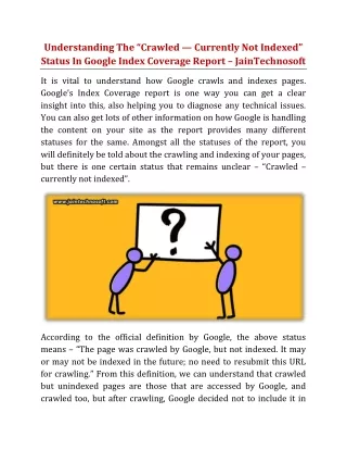 understanding the crawled currently not indexed