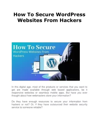 how to secure wordpress websites from hackers