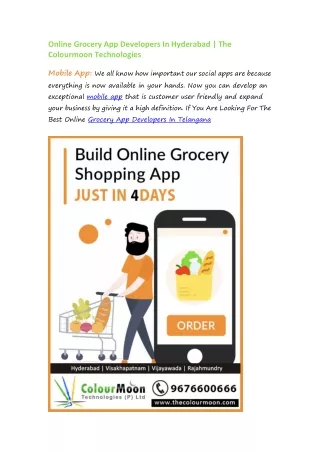 Online Grocery App Developers In Hyderabad | The Colourmoon Technologies