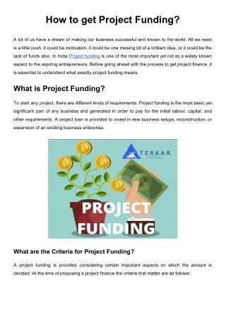 How to get Project Funding?