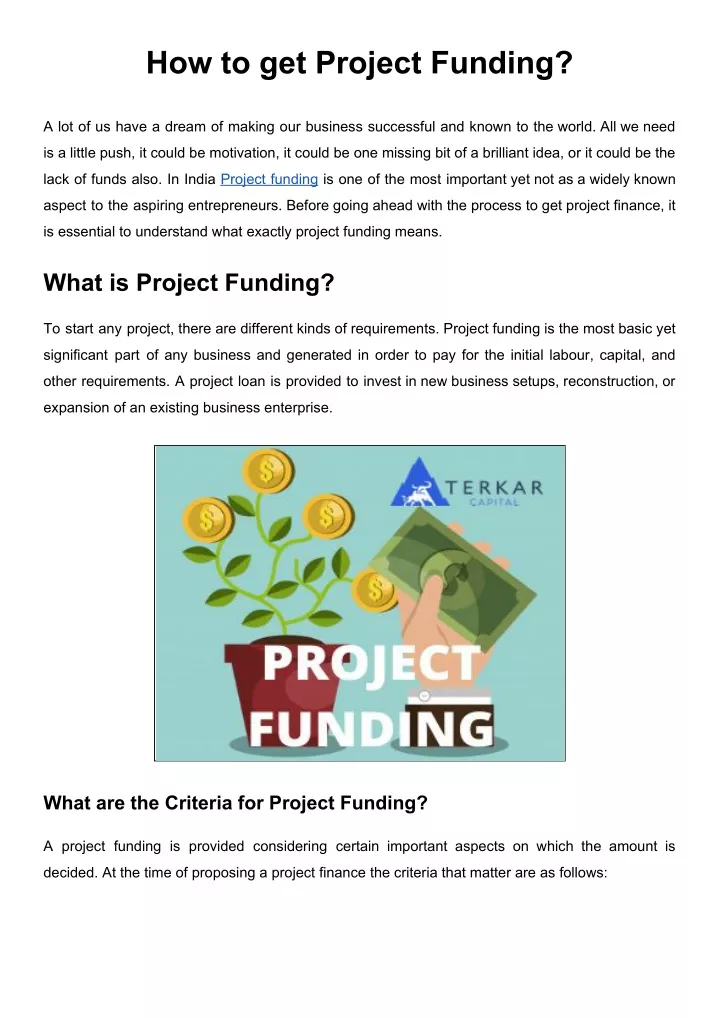 how to get project funding