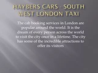 HAYBERS CARS - CHEAPEST SOUTH WEST LONDON TAXI