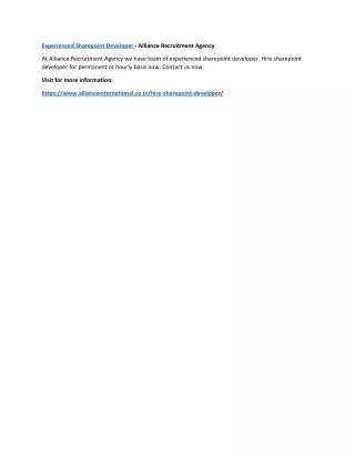 experienced sharepoint developer alliance