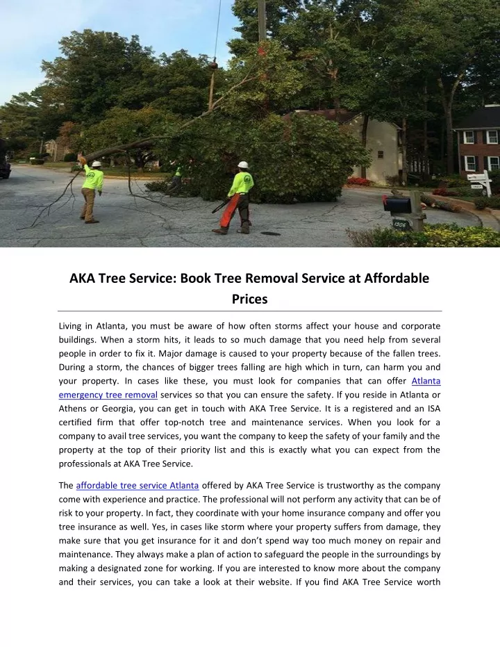 aka tree service book tree removal service