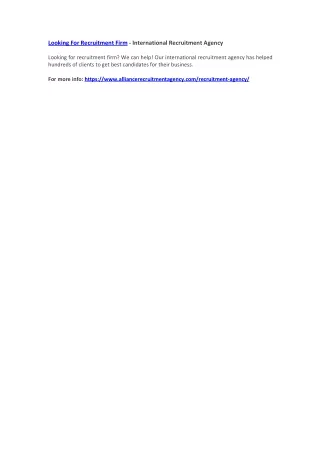 looking for recruitment firm international